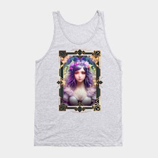 Vintage Mucha Style Beautiful Woman Portrait Tank Top